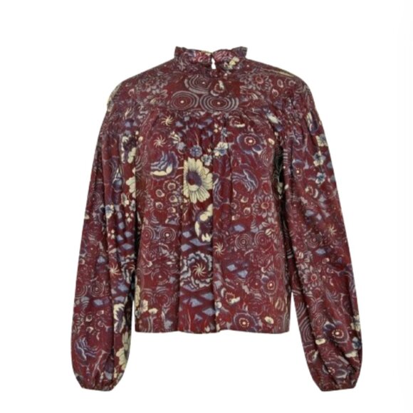Ulla Johnson Floral Burgundy Blouse - Picture 1 of 14